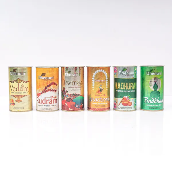 Dhenum_Herbal_Incense_Cones_Assorted_Fragrances_(Pack_of_6_|_50_Gm_Each_Pack)