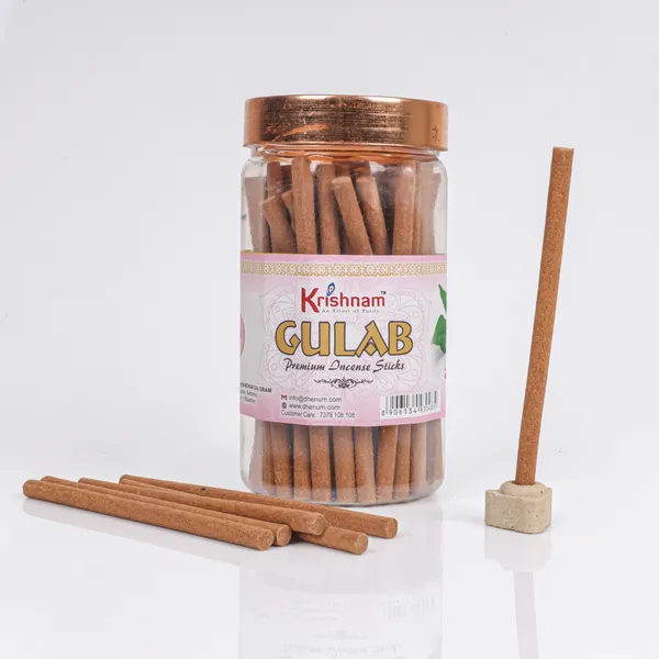 Krishnam_Gulab_Premium_Incense_Sticks_In_Clear_Jar_(Pack_of_4_|_100_Gm_Each_Pack)