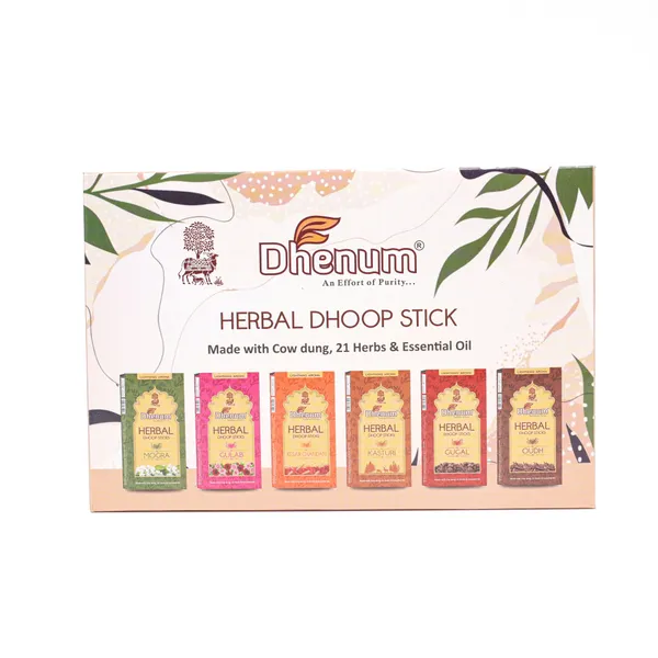 Dhenum_Herbal_Dhoop_Stick_Made_With_Cow_Dung_21_Herbs_And_Essential_Oil_(600_gm)_12_Assorted_Pack_of_50gm_Each