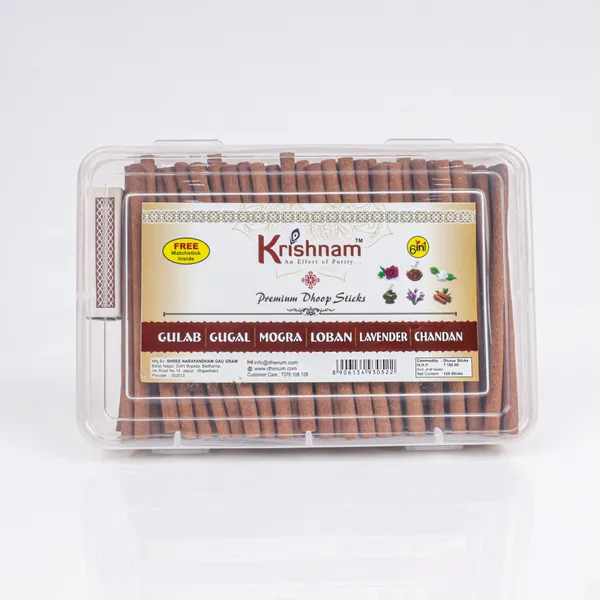 Krishnam_Premium_Dhoop_Sticks_Gulab_Gugal_Mogra_Loban_Lavender_Chandan_(Pack_Of_2_|_120_Pc_Each)