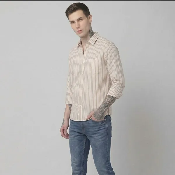 BEIGE_WITH_RED_BLUE_STRIPES_LINEN_REGULAR_FIT_FULL_SLEEVE_SHIRT