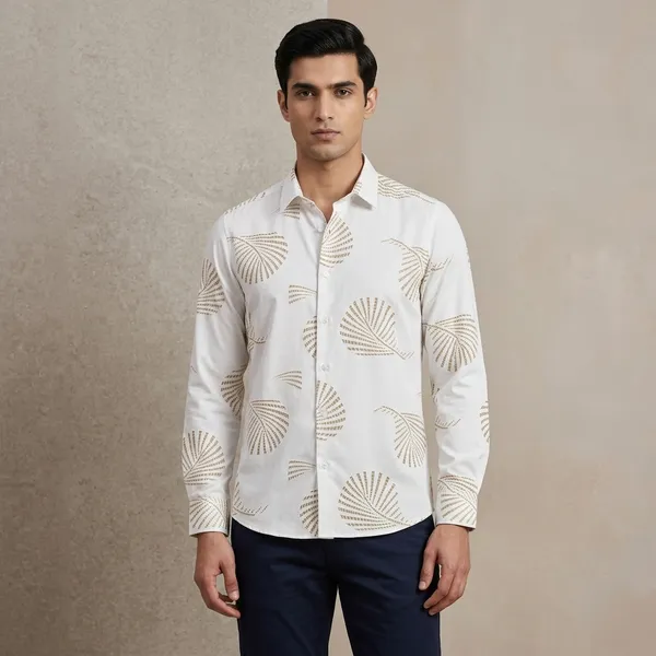 White_Tencel_Shell_Print_Full_Sleeve_Casual_Shirt_For_Men