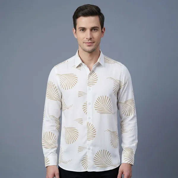 White_Tencel_Shell_Print_Full_Sleeve_Casual_Shirt_For_Men