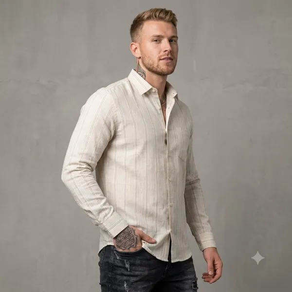 CREAM_SELF_STRIPED_LINEN_REGULAR_FIT_FULL_SLEEVE_SHIRT