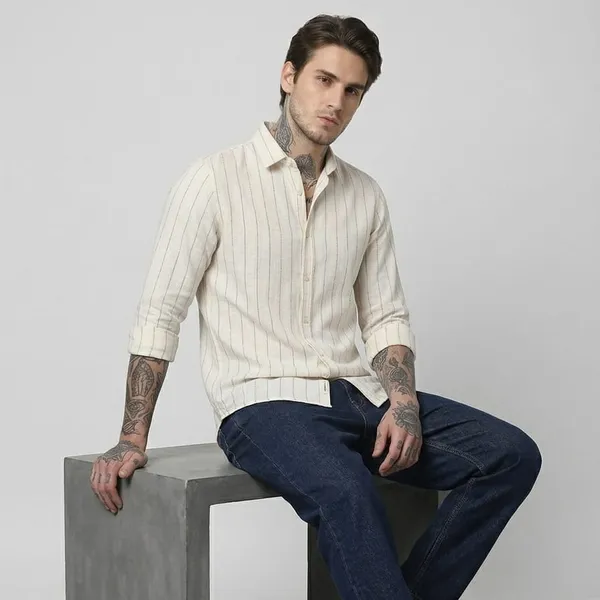 CREAM_WITH_BROWN_STRIPES_LINEN_REGULAR_FIT_FULL_SLEEVE_SHIRT