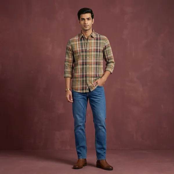 Multicolor_Cotton_Regular_Fit_Check_Long_Sleeve_Shirt_For_Men