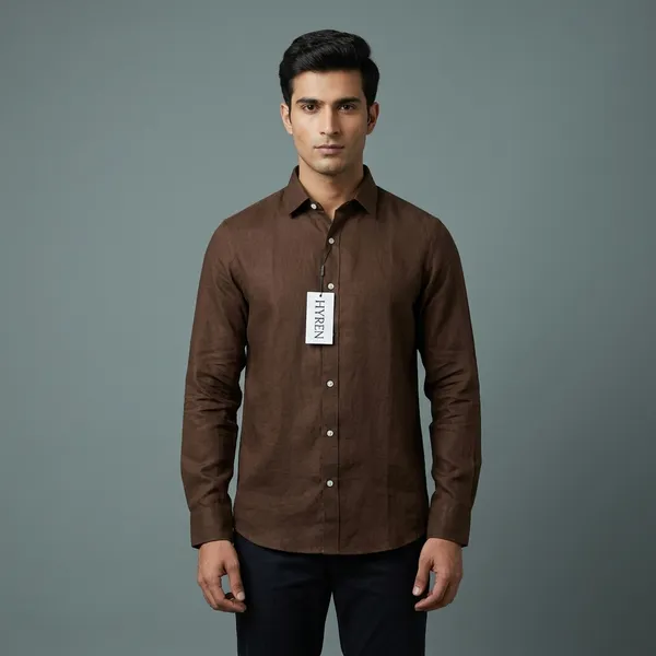 Brown_Linen_Full_Sleeve_Formal_Shirt_For_Men