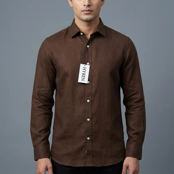 Brown_Linen_Full_Sleeve_Formal_Shirt_For_Men