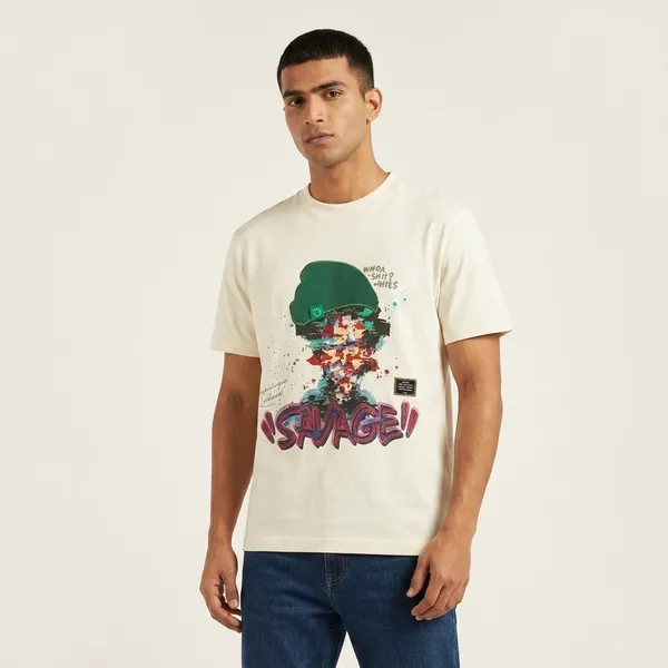 White_Cotton_Graphic_Print_Crew_Neck_Casual_T_Shirt_For_Men