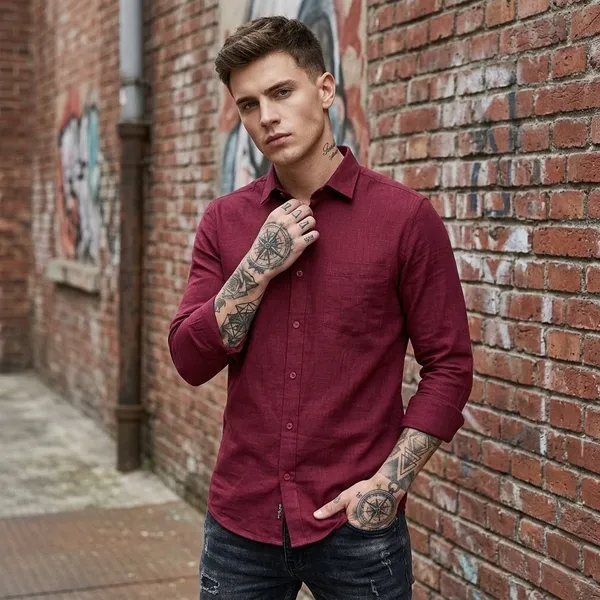 Maroon_Linen_Full_Sleeve_Shirt_For_Men