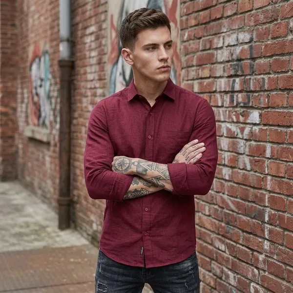Maroon_Linen_Full_Sleeve_Shirt_For_Men