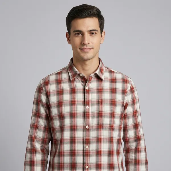 Multicolor_Plaid_Check_Cotton_Relaxed_Fit_Shirt_For_Men