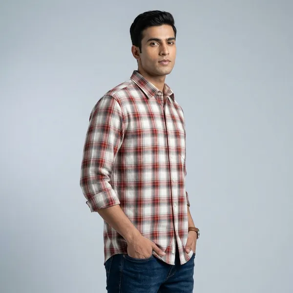 Multicolor_Plaid_Check_Cotton_Relaxed_Fit_Shirt_For_Men