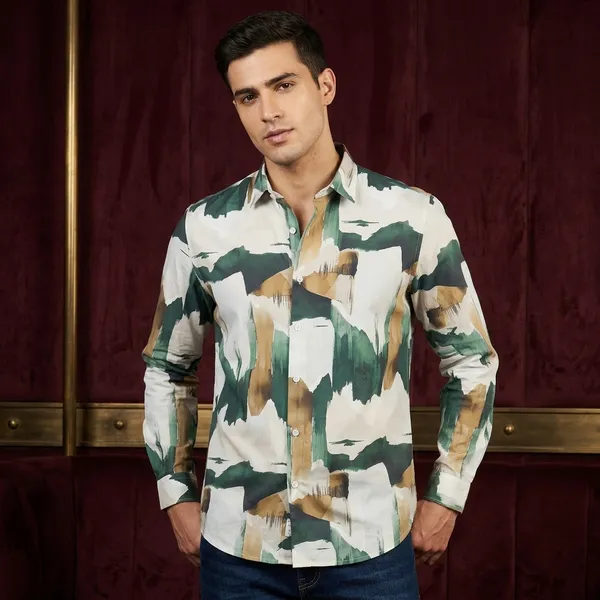 Green_And_Brown_Tencel_Abstract_Print_Full_Sleeve_Casual_Shirt_For_Men