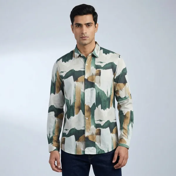 Green_And_Brown_Tencel_Abstract_Print_Full_Sleeve_Casual_Shirt_For_Men
