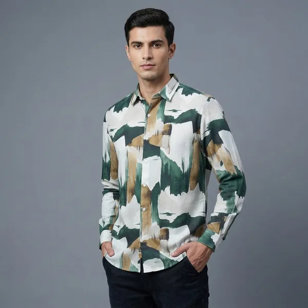 Green_And_Brown_Tencel_Abstract_Print_Full_Sleeve_Casual_Shirt_For_Men
