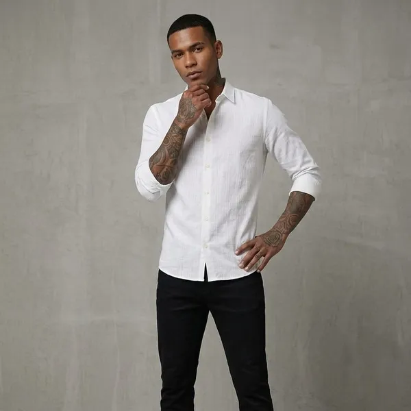 WHITE_SELF_STRIPED_LINEN_REGULAR_FIT_FULL_SLEEVE_SHIRT