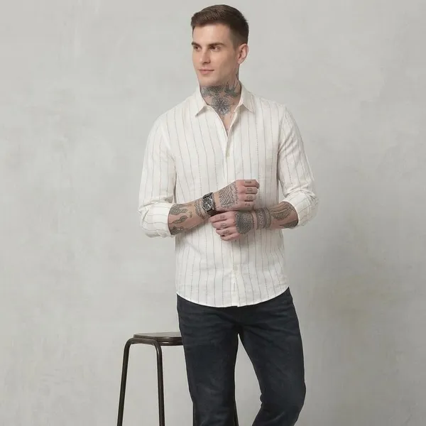 WHITE_WITH_BEIGE_STRIPES_LINEN_REGULAR_FIT_FULL_SLEEVE_SHIRT