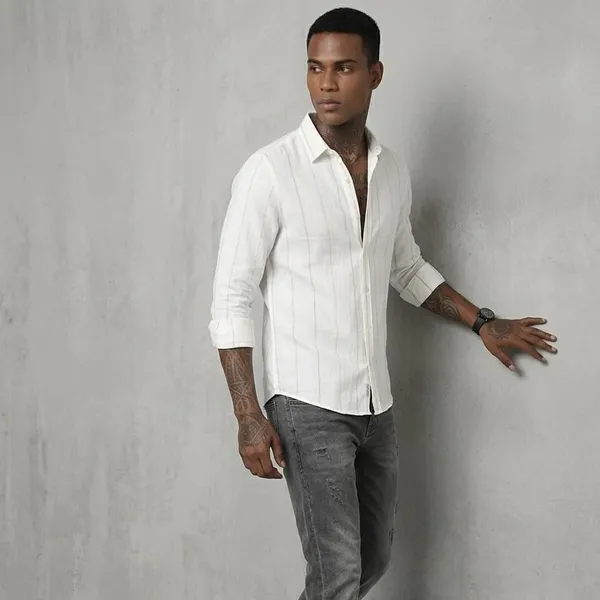 WHITE_WITH_BROWN_STRIPES_LINEN_REGULAR_FIT_FULL_SLEEVE_SHIRT