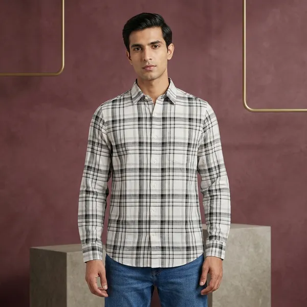 Grey_Linen_Cotton_Regular_Fit_Plaid_Check_Shirt_For_Men