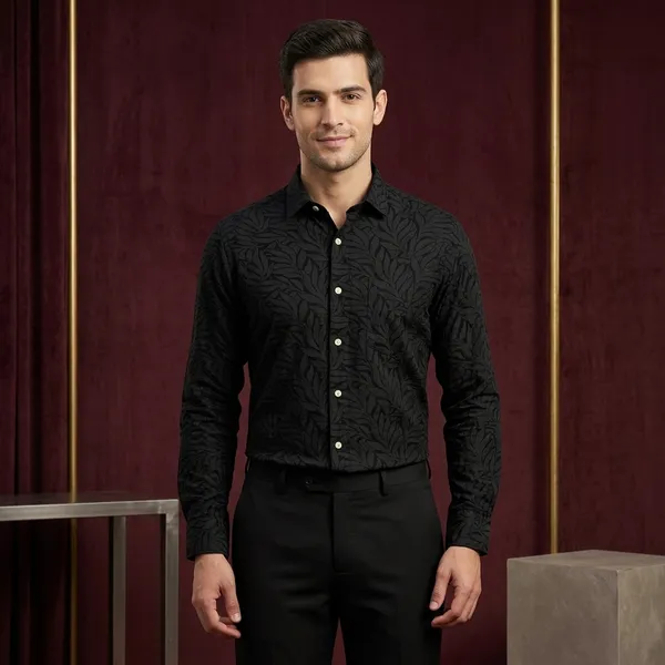 Black_Linen_Cotton_Floral_Print_Full_Sleeve_Casual_Shirt_For_Men