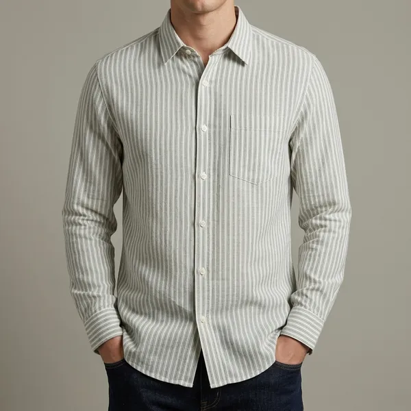 Green_And_White_Linen_Cotton_Plaid_Full_Sleeve_Casual_Shirt_For_Men