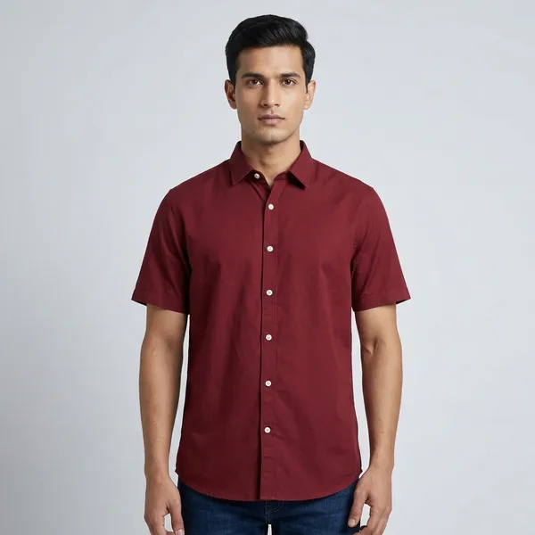 Maroon_Cotton_Half_Sleeve_Casual_Shirt_For_Men