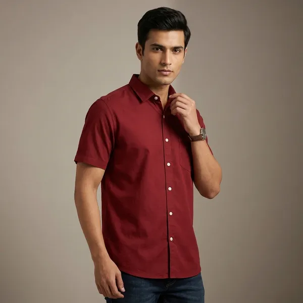 Maroon_Cotton_Half_Sleeve_Casual_Shirt_For_Men