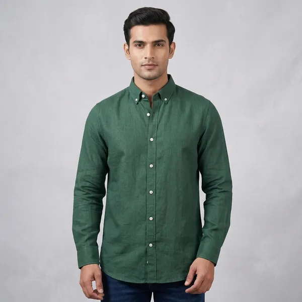 Green_Linen_Cotton_Regular_Fit_Full_Sleeve_Casual_Shirt_For_Men
