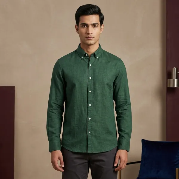 Green_Linen_Cotton_Regular_Fit_Full_Sleeve_Casual_Shirt_For_Men