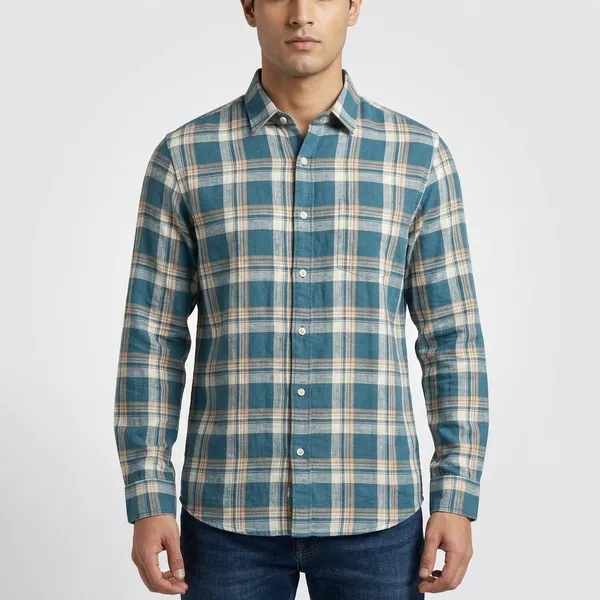 Blue_And_Brown_Linen_Cotton_Plaid_Full_Sleeve_Casual_Shirt_For_Men
