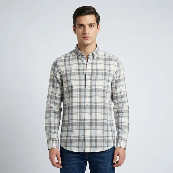 Grey_Multi_Check_Linen_Cotton_Casual_Shirt_For_Men