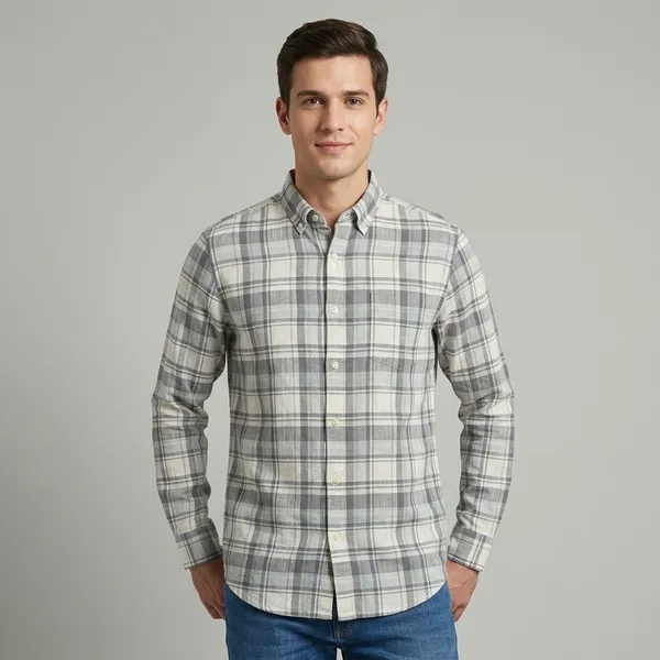Grey_Multi_Check_Linen_Cotton_Casual_Shirt_For_Men