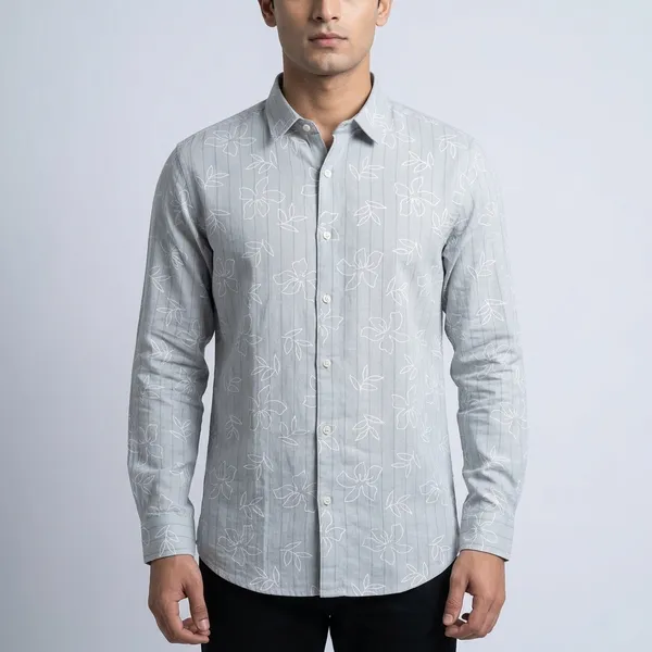 Grey_Linen_Cotton_Floral_Print_Regular_Fit_Shirt_For_Men
