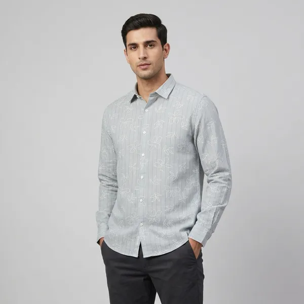 Grey_Linen_Cotton_Floral_Print_Regular_Fit_Shirt_For_Men