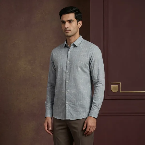 Grey_Linen_Cotton_Floral_Print_Regular_Fit_Shirt_For_Men