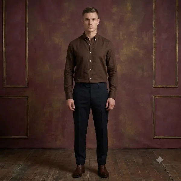 Brown_Linen_Full_Sleeve_Formal_Shirt_For_Men