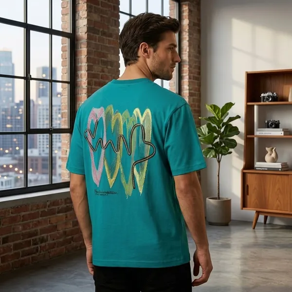 Turquoise_Cotton_Oversized_Graphic_Print_T_Shirt_For_Men