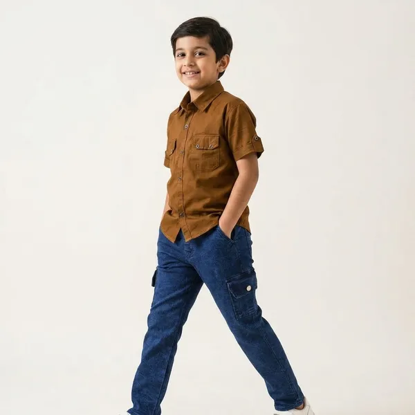Brown_Cotton_Half_Sleeve_Shirt_and_Blue_Cargo_Pants_Set_for_Boys