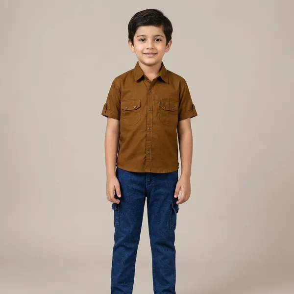 Brown_Cotton_Half_Sleeve_Shirt_and_Blue_Cargo_Pants_Set_for_Boys