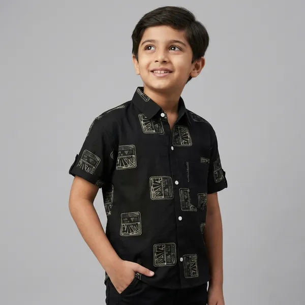 Black_Cotton_Printed_Short_Sleeve_Shirt_for_Boys