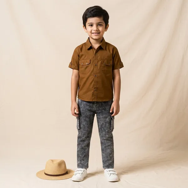 Brown_Cotton_Utility_Shirt_and_Grey_Cargo_Pants_Set_for_Boys