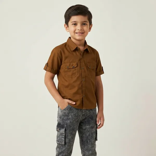 Brown_Cotton_Utility_Shirt_and_Grey_Cargo_Pants_Set_for_Boys