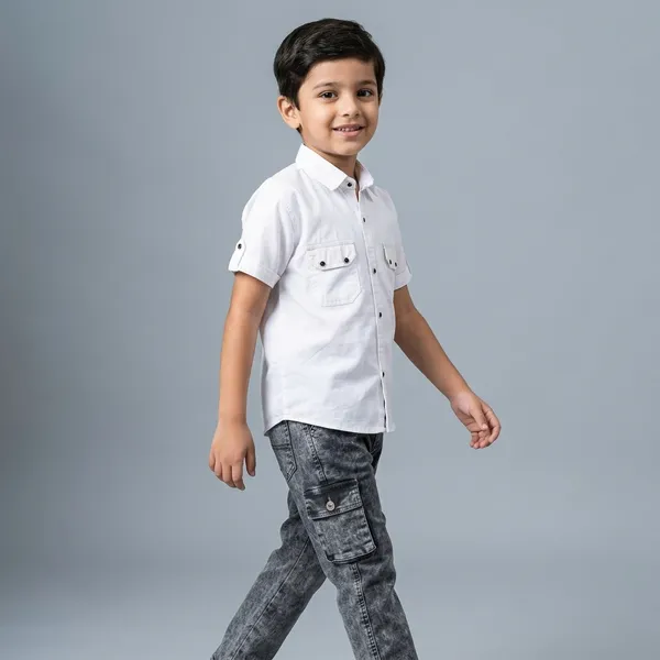 White_Cotton_Shirt_and_Grey_Cargo_Pants_Set_for_Boys