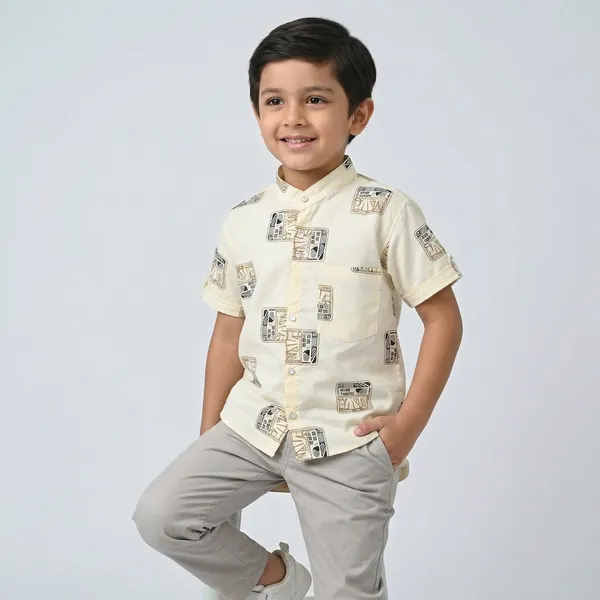 Cream_Printed_Short_Sleeve_Shirt_for_Boys