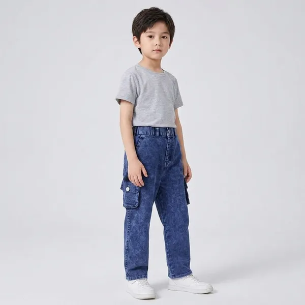 Blue_Denim_Cargo_Pants_with_Elastic_Waist_for_Kids