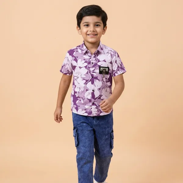 Purple_Floral_Print_Shirt_and_Blue_Cargo_Pants_Set_for_Boys