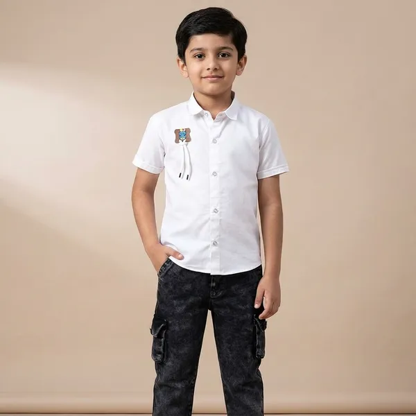 White_Shirt_and_Black_Cargo_Pants_Set_for_Boys