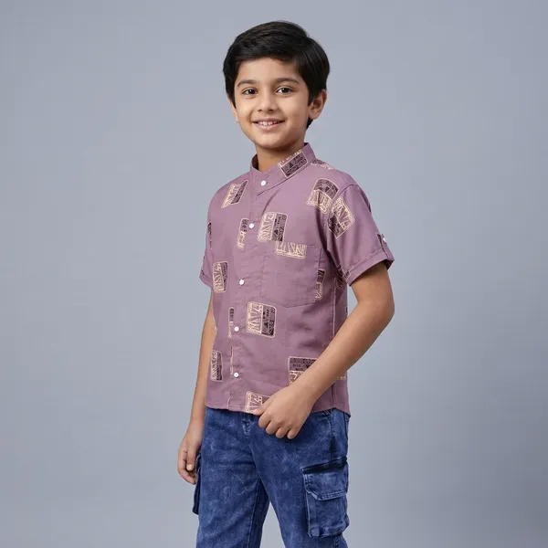 Mauve_Printed_Cotton_Shirt_and_Blue_Cargo_Pants_Set_for_Boys
