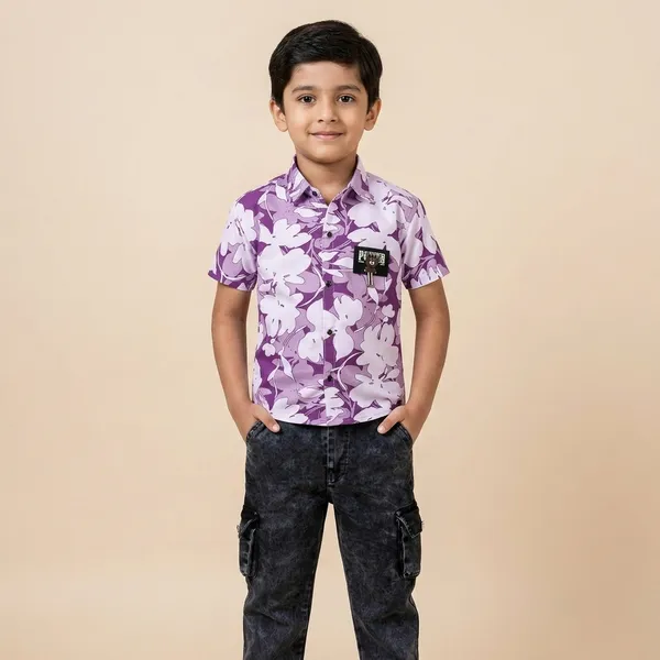 Purple_Floral_Print_Shirt_and_Black_Cargo_Denim_Set_for_Boys